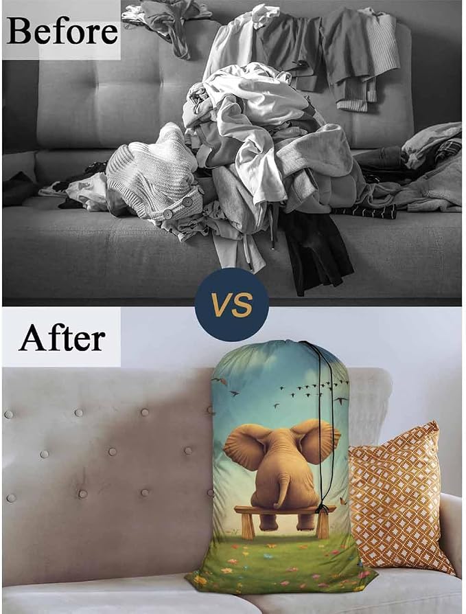 Swono Cute Elephant Large Travel Laundry Bag - Image 5
