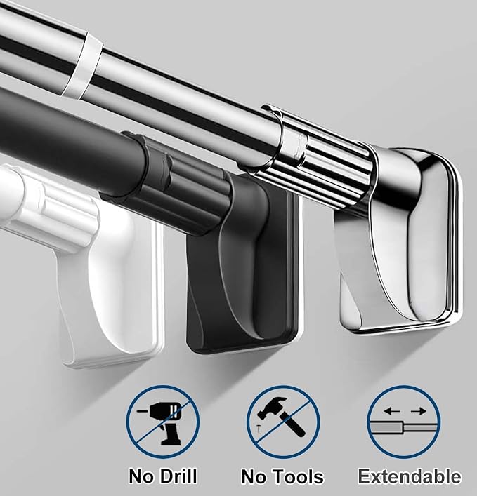 Hanging Closet Rod Extender, No Drill Adjustable Clothes Closet Bar, Stainless - Image 3