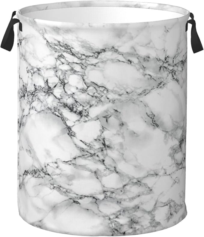 Black And White Marble Laundry Hamper Bag by Unknown