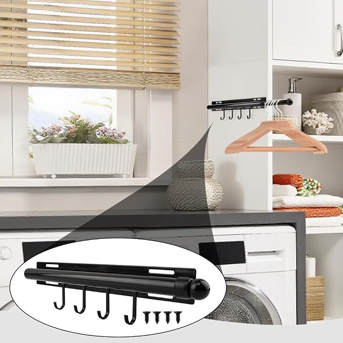 12 Inch Valet Rod for Closet Pull Out, Retractable Slide Out Clothes Hanger - Image 7