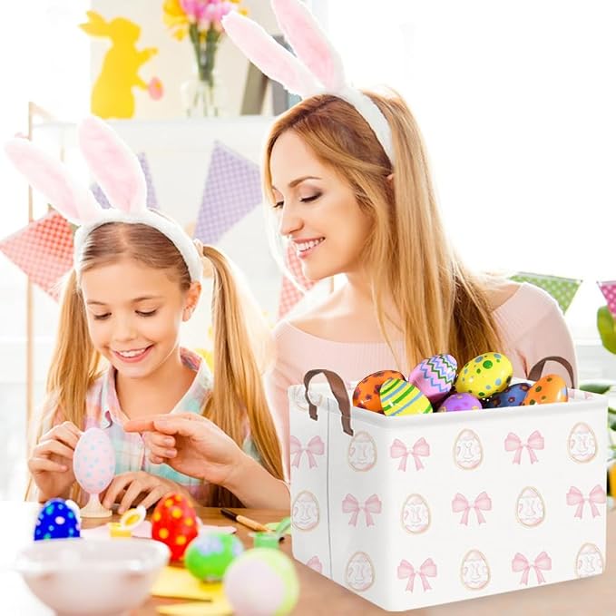 FXOLCSHE Rectangular Easter basket, Nursery Hamper, Collapsible waterproof baby - Image 2
