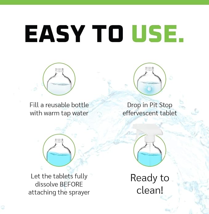 WASH&WHIPS Glass Cleaner Effervescent Tablets w/Empty 16 oz Spray Bottle - Image 3