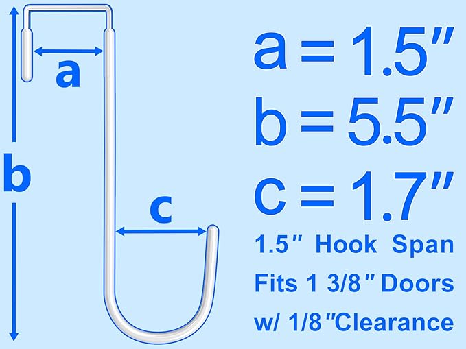 Over The Door Metal Hooks with Plastic Coating 5.5" Fit 0.5" to 1 3/8" Door 10 - Image 2