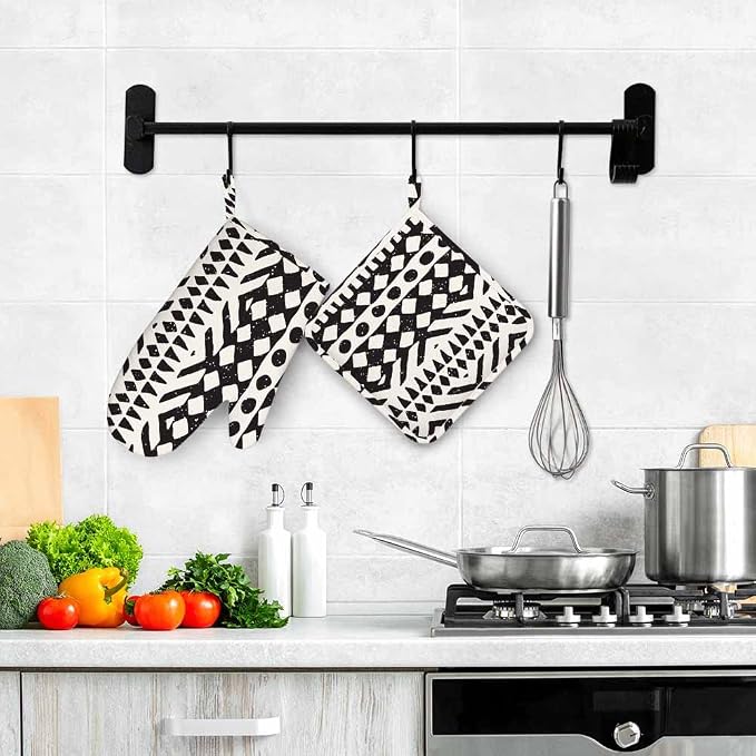 Mxocom Aztec Print Oven Mitts and Pot Holders Sets Tribal Design Geometric - Image 4