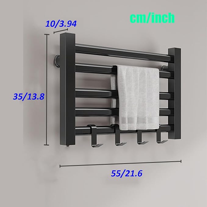 Wall Mounted Small Heated Towel Rack 5 Bar Energy-Saving Drying Rack Aluminum - Image 4