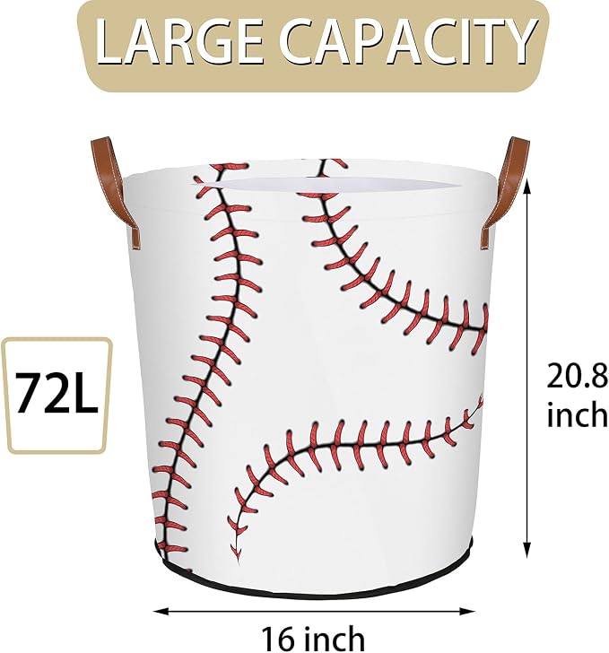 Baseball Texture Laundry Hamper Waterproof Collapsible Basket - Image 5