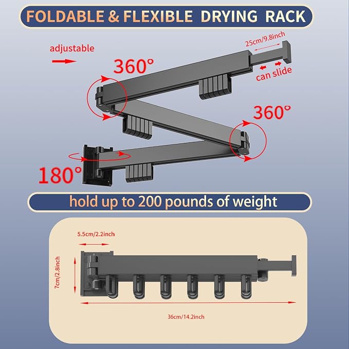 Clothes Drying Rack, Laundry Drying Rack Wall Mount - Image 5
