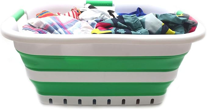 SAMMART 41L Collapsible 3 Handled Plastic Laundry Basket - Image 3