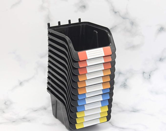 Colorstorm Pegboard Bins Kit 12 PACK Black Pegboard Parts Storage Tool Peg - Image 5