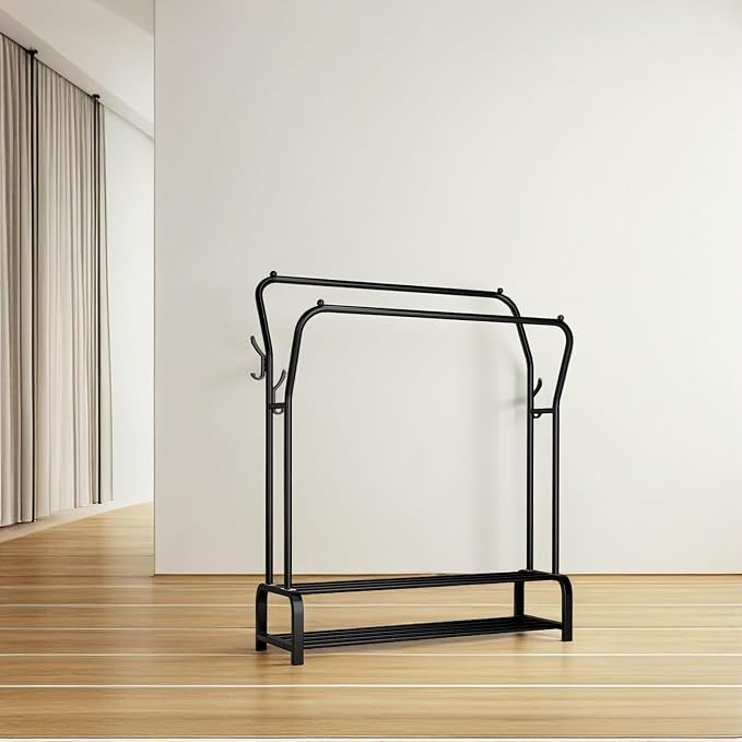 Double Pole Clothes Rack Heavy Duty Metal Garment Stand - Image 4