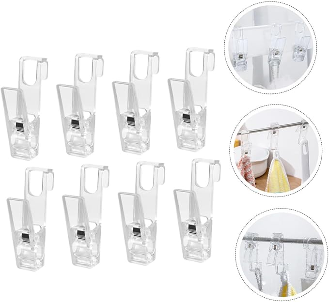 VILLCASE 32pcs -Skid Clothes Hanger Clips Multi-Functional Transparent Clips - Image 3