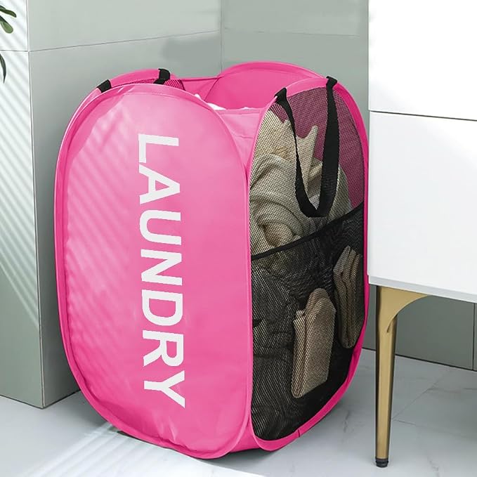 Larpur Pop Up Laundry Baskets, 2 Pack Mesh Laundry Hampers - Image 6