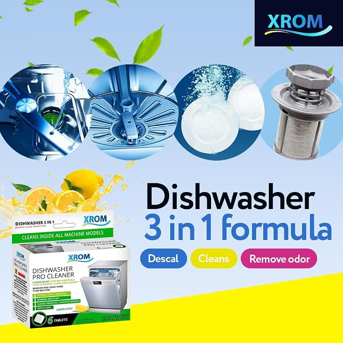 XROM Dishwasher Cleaner Tablets, Plant Based, Deep Clean And Descale, Removes - Image 3
