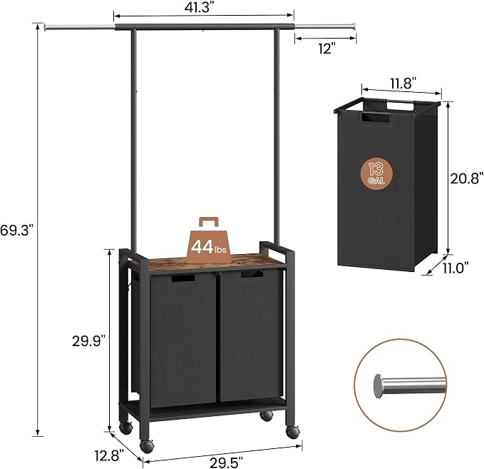 2 Laundry Hamper Sorter with Wheel/Lockable, Laundry Room Organization With - Image 4