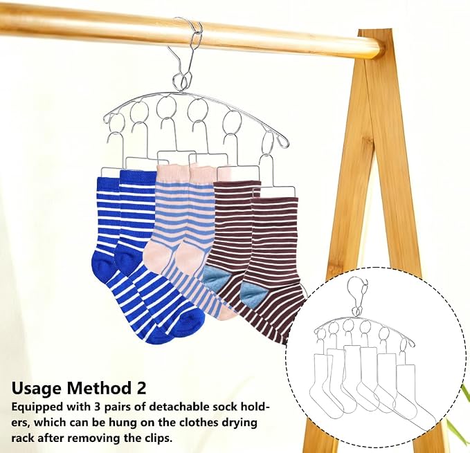AHANDMAKER 7Pcs Sock Blockers and Laundry Drying Hanger Rack Stainless Steel - Image 5