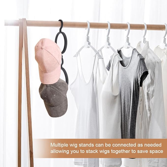 iayokocc 3 Pack Hanging Wig Stand Set, Foldable Hanging Wig Hanger Holder - Image 5