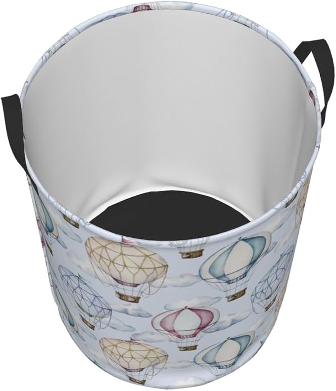 Watercolor Hot Air Balloons And Clouds Laundry Hamper Bag - Image 2