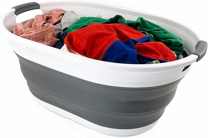 SAMMART Collapsible Plastic Oval Laundry Basket - Image 4