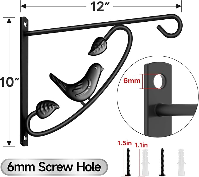 AMAGABELI GARDEN & HOME 2 Pack Hanging Brackets Plant Hanger Outdoor 12inch - Image 2