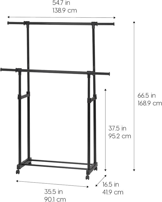 IRIS USA Portable Double-Rod Height Adjustable Clothes Rack - Image 2