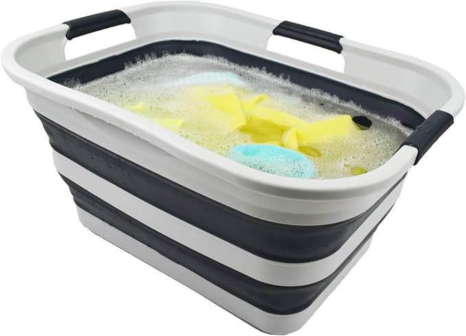 SAMMART 30L Collapsible Plastic Laundry Washing Tub- Foldable Laundry - Image 5
