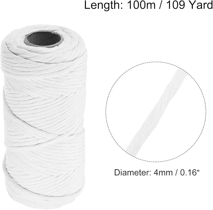 MECCANIXITY Cotton Rope Twisted Braided Twisted Single Strand Cord, Plant Hanger - Image 2