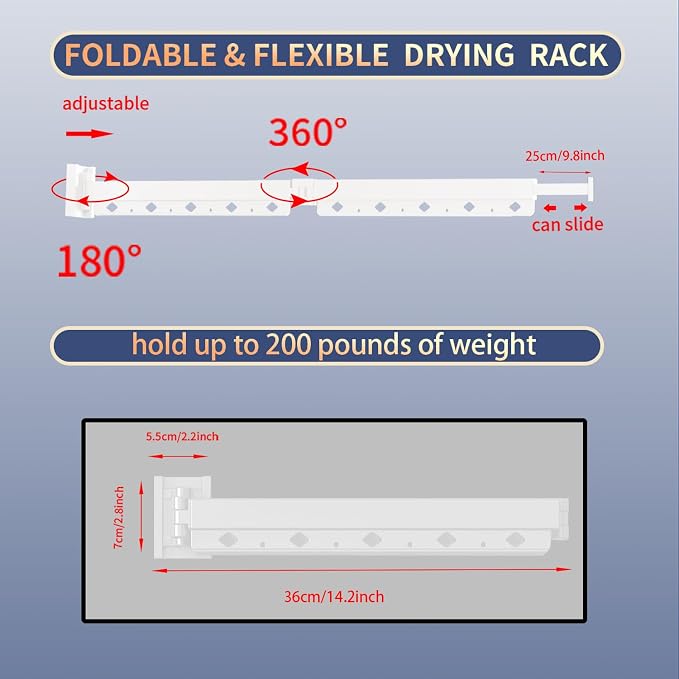 Clothes Drying Rack, Retractable and Foldable Laundry Drying Rack Wall Mount - Image 7