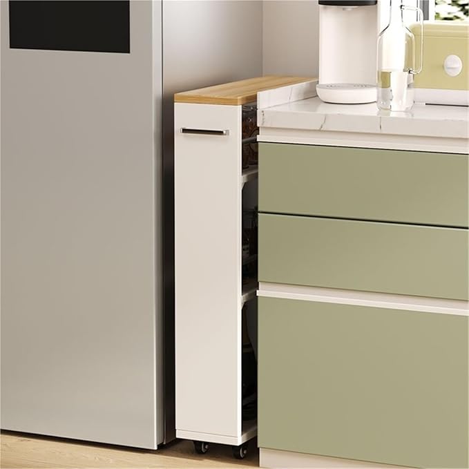 4 Tier Slim Rolling Storage Cart Narrow Rolling Utility Cart Kitchen Storage - Image 7