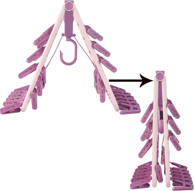 Foldable Clip Hangers with 32 Clothespin Drying Clips, Laundry Clip Drip Drying - Image 5