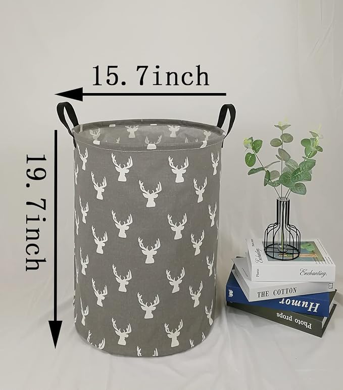 KUNRO Round Laundry Gift Basket Storage Hamper, Clothes Storage Organizer Bins - Image 2