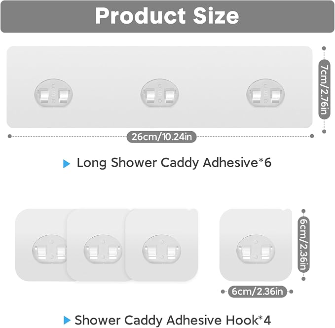 Lsnisni 10 Pack Shower Caddy Adhesive Replacement, Strong Adhesive Hooks - Image 2
