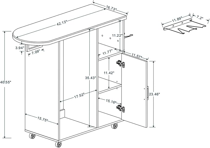 Rolling Ironing Board with Storage Cabinet, Tabletop Ironing Board - Image 2