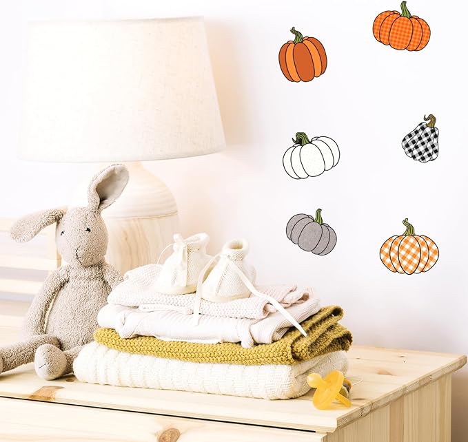 Pumpkin Gingham Plaid Fall Stickers Vinyl Autumn Themed Sticker Pack 16Pcs - Image 7