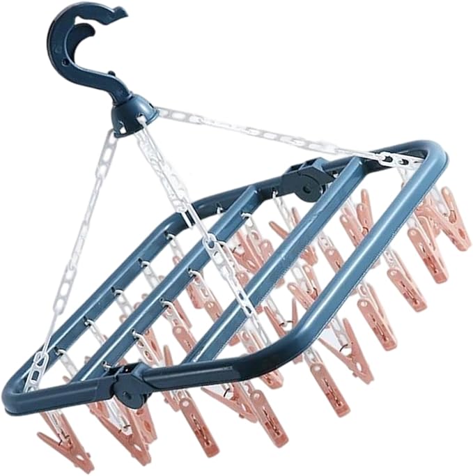 High-Capacity 32 Hook Garment Rack | Compact Foldable Design | Windproof - Image 3
