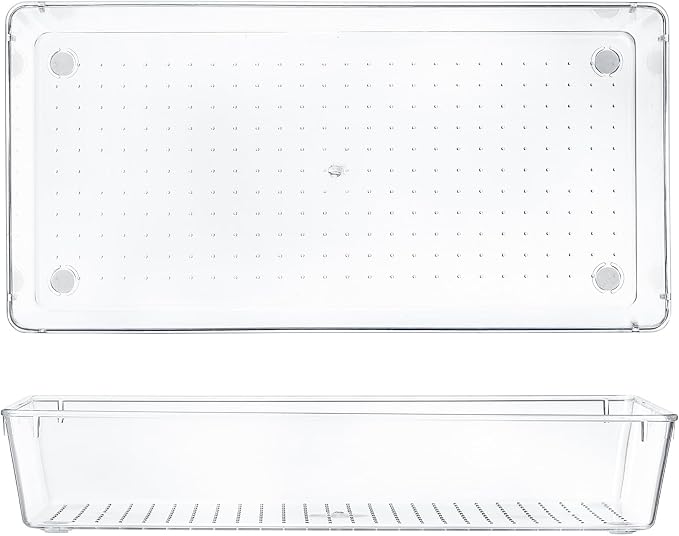 Kingrol 6 Pack 12 x 6 x 2 Inch Clear Drawer Organizer Trays, Desk Drawer - Image 2