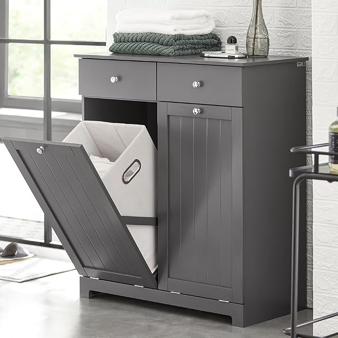 Haotian Tilt-Out Bathroom Laundry Cabinet Hidden Hamper Organizer - Image 8