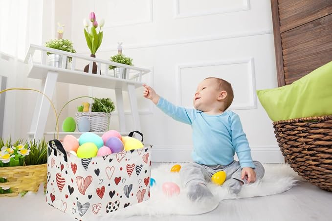 Rectangular Kids Storage Basket, Heart Baskets Organizer.Cute Storage Bin - Image 3