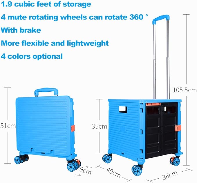 Foldable Utility Cart Folding Portable Rolling Crate Handcart Shopping Trolley - Image 6