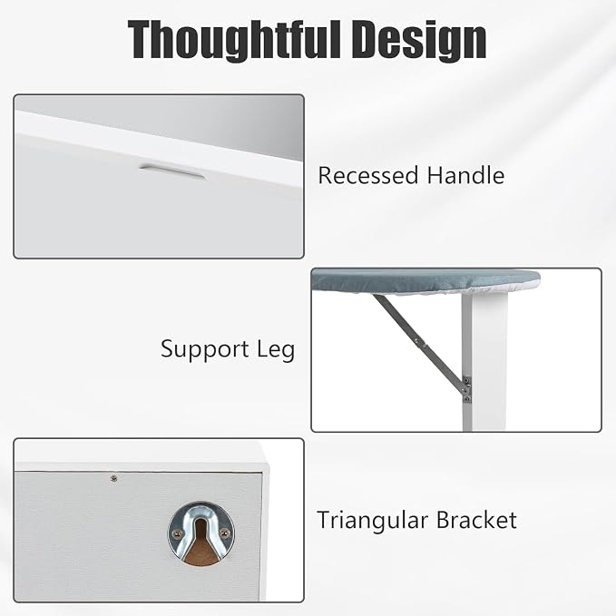 LOYALHEARTDY Wall Mounted Ironing Board, Foldable Door Ironing Table Cabinet - Image 7