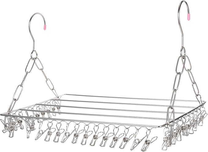 Garneck Multi-Purpose Windproof Clothes Drying Rack 36-Clip Stainless Steel by GARNECK