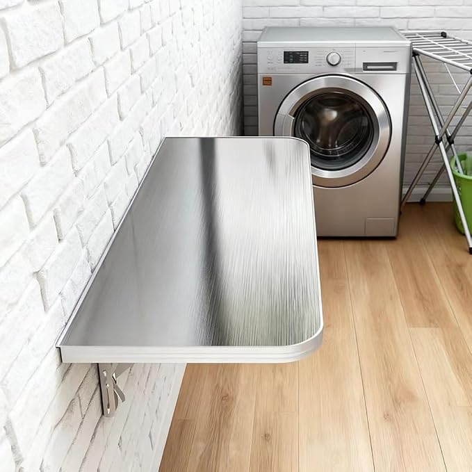 Laundry Foldable Wall Table Stainless Steel Floating Desk, Small Hidden Kitchen by Unknown