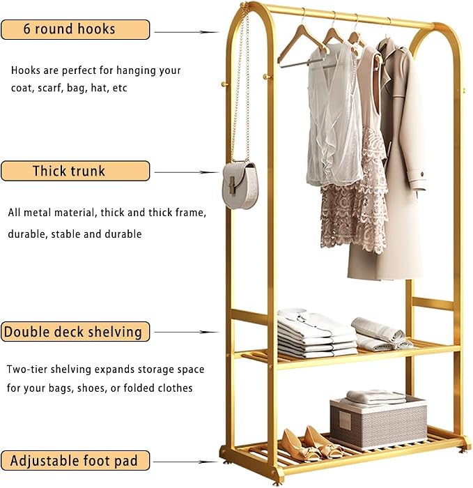 Gold Clothing Rack, Metal Garment Rack - Image 2
