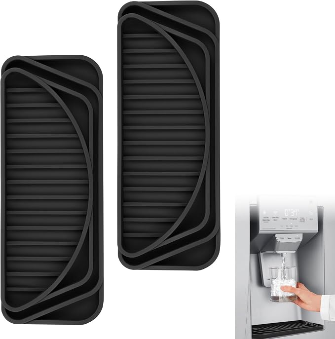 Silicone Refrigerator Drip Tray 2 Pack, Cuttable Water Dispenser Drip Collector by Aolso