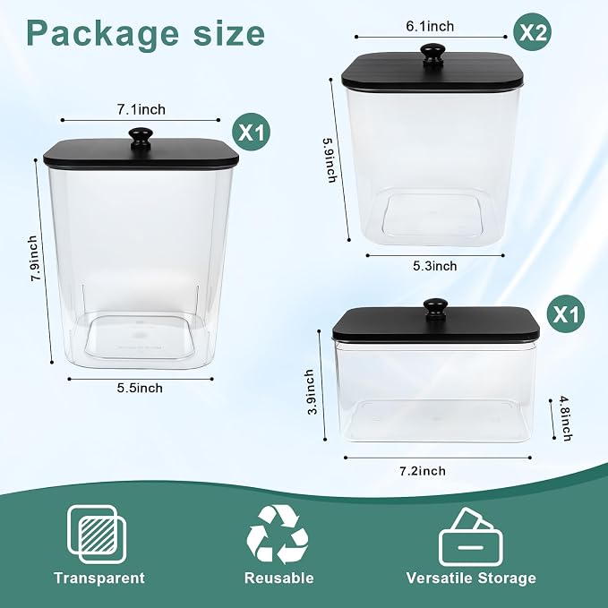 4 Pack Laundry Pod Containers and Dryer Sheet Holder Acrylic Jars - Image 3