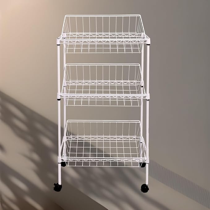 NSF white 3-layer storage rack, kitchen basket rack, vegetable tableware sorting - Image 3