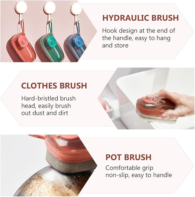 Hydraulic Kitchen Brush Pot Scrubber Plastic Liquid Cleaning Brush Household - Image 6
