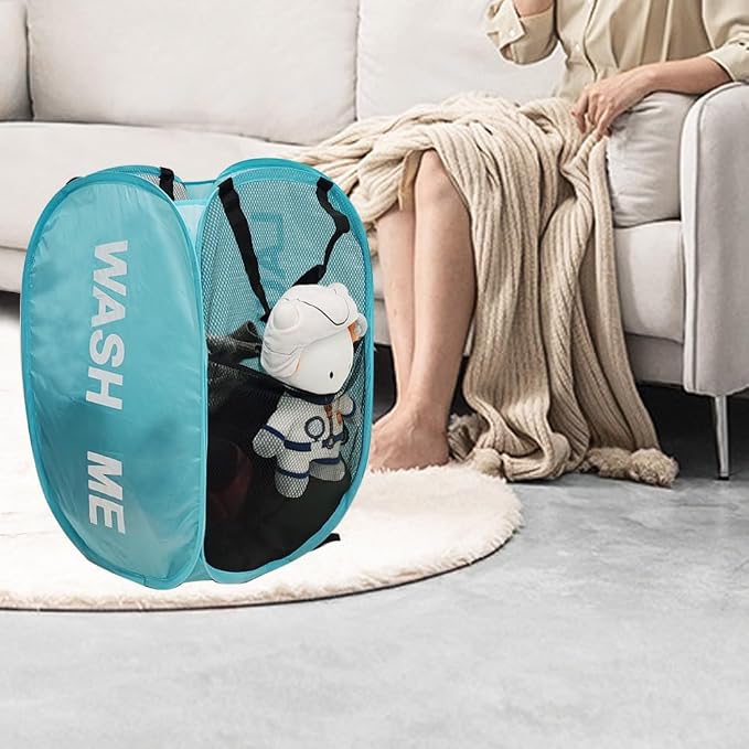 2Pack Collapsible Laundry Baskets Pop Up Laundry Hamper Mesh Storage Bins - Image 5