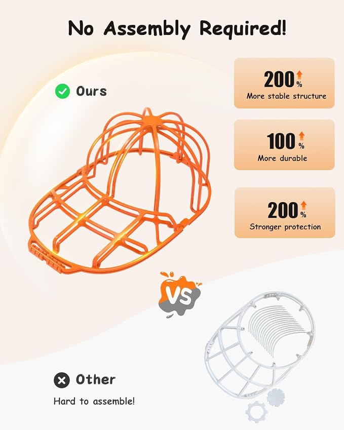 XQXA 2-Pack Baseball Hat Washer Cage | Machine-Washable Cap Cleaner Frame - Image 2