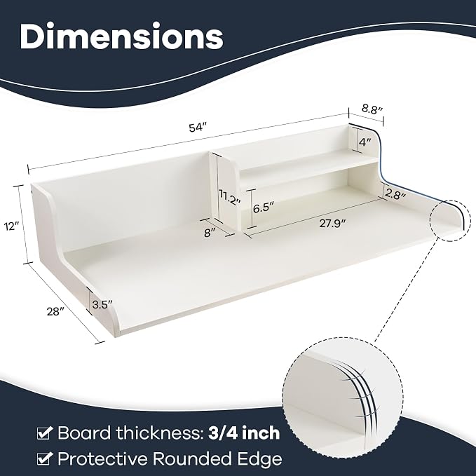 Kaboon Washer Dryer Countertop 2 Tier 54 inches Wide, Laundry Shelf Topper - Image 3