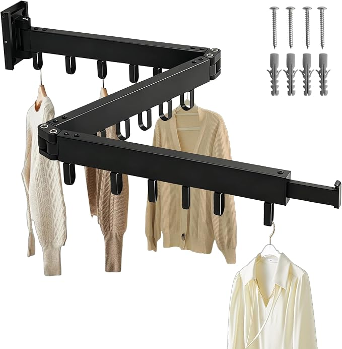 Clothes Drying Rack, Laundry Hanging Rack Wall Wount by Socpuro